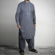 Sarwar Collection- Gray Embroidered Shalwar Kameez For Mens