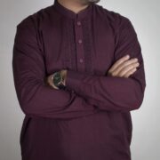 Panama Executive- Blended Maroon Embroidered Shalwar Kameez For Mens - Image 2