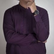 Panama Executive- Blended Deep Purple Wash n Wear Kameez Shalwar For Men - Image 2