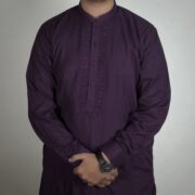 Panama Executive- Blended Deep Purple Wash n Wear Kameez Shalwar For Men - Image 3