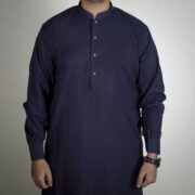 Panama Executive-Navy Blue Shalwar Kameez For Men's With Tich Buttons - Image 3